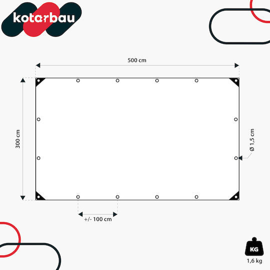 Kotarbau Pânză Impermeabilă 120gr/m² 5x2m Tip De Lumină Transparentă