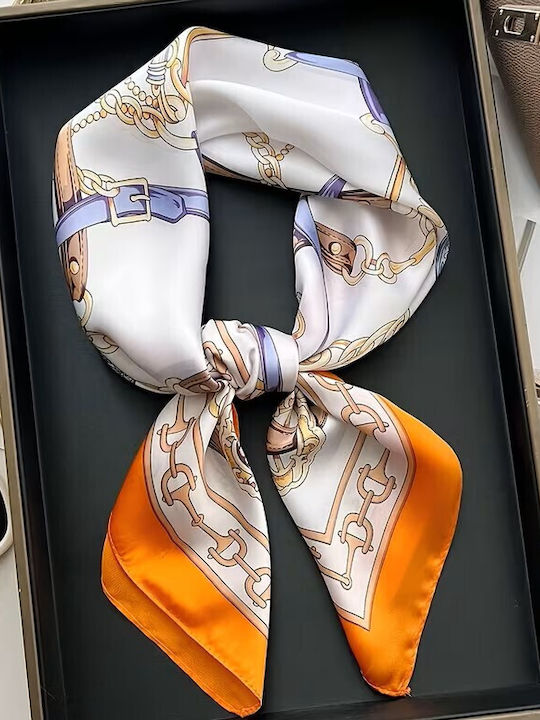By Queen Σατέν Μαντήλι Equestrian Αλυσίδες & Πορτοκαλί Περίγραμμα