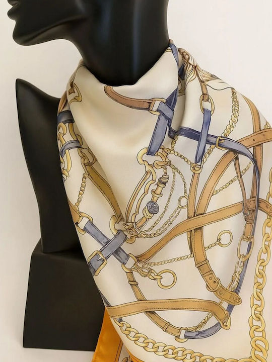 By Queen Σατέν Μαντήλι Equestrian Αλυσίδες & Πορτοκαλί Περίγραμμα