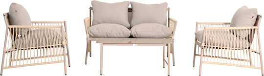 Set Mobilier Exterior Deandra 4 Piese Șampanie Cu Perne
