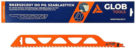 Tct Glob Tools Reciprocating Saw Blade Cutting Aerated Concrete 455x50x1.5mm 32t