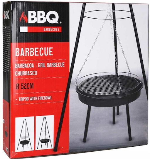 Hängender Holzkohlegrill Feuerbox 52cm Schwarzer Stahl Chrom Rost
