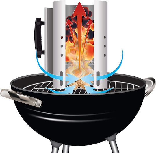 Устройство За Запалване На Барбекю Master Grill & Party Mg118 Подходящо За Въглища Брикети Топлоизолирана Дръжка Стомана Сребристо