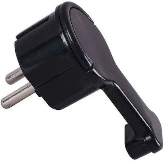 Extra Flat Uni-schuko Angled Plug 8mm Black 16a Timex