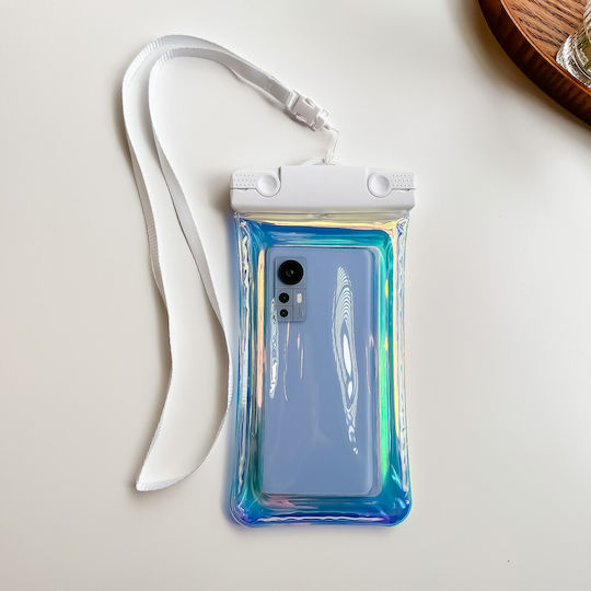 Holographische Wasserdichte Flippy Hülle Schneebeständige Universelle Wasserdichte Handyhülle Weiß
