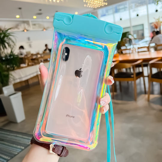 Holographische Wasserdichte Flippy Hülle Schneefeste Universelle Wasserdichte Lanyard Handy Dokumente Blaue