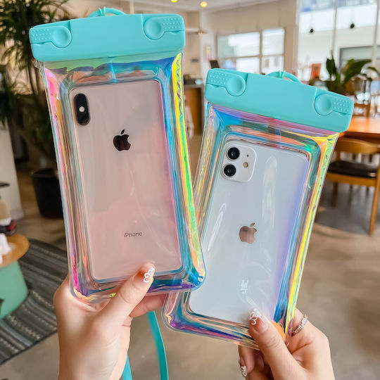 Holographische Wasserdichte Flippy Hülle Schneefeste Universelle Wasserdichte Lanyard Handy Dokumente Blaue
