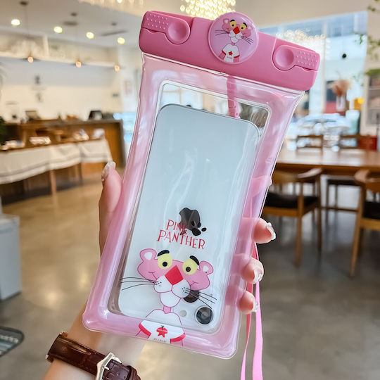 Flippy Mascot Wasserdichtes Schneesicheres Unterwasser Gehäuse Universelle Lanyard Handy Dokumente Panther Rosa