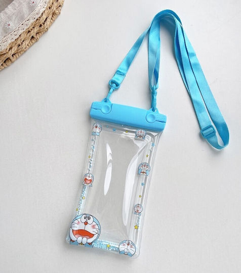 Flippy Glitter Kids Waterproof Underwater Case Snowproof Universal Cord Phone Documents Cat Blue