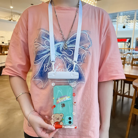 Fruchtwasserdichtes Flippy Unterwasser Gehäuse Schneefest Universelle Wasserdichte Lanyard Handy Dokumente Kirsche Bär Weiß