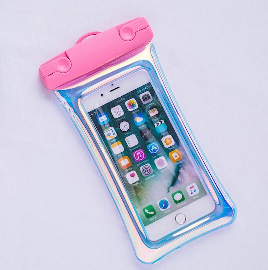 Holographic Waterproof Flippy Case Snowproof Universal Waterproof Lanyard Phone Documents Pink