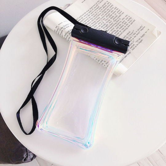 Holographische Wasserdichte Flippy Hülle Schneebeständige Universelle Wasserdichte Handyhülle mit Lanyard Schwarz