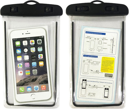 Zip Waterproof Flippy Underwater Case Snowproof Universal Waterproof Lanyard Phone Documents Black