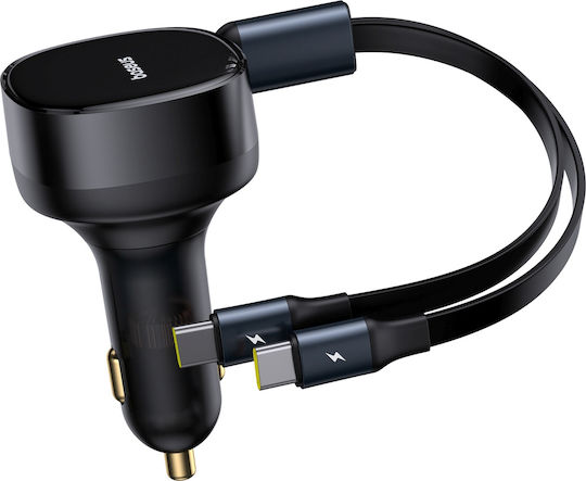 Baseus Baseus Autoladegerät 33W 3.5A mit 2xType-C Anschlüssen inklusive Kabel Type-C Schwarz Farbe