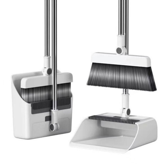 Flippy Kehrschaufel Bürsten Staubfänger Griff 3in1 Set Kombibürste Staubwedel Rotierbar Faltbar Abnehmbar Edelstahl Polypropylen Weiß