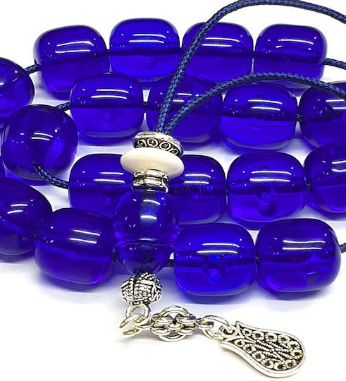 Roloi Komboloi Worry Beads with 19 Resin Beads Length 28cm Blue
