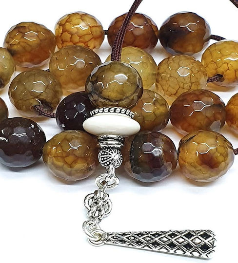 Roloi Komboloi Worry Beads with 19 Agate Beads Length 28cm Multicolour