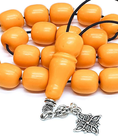 Roloi Komboloi Worry Beads with 19 Resin Beads Length 28cm Orange