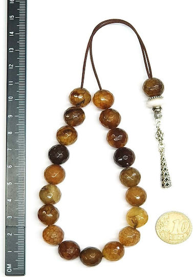Roloi Komboloi Worry Beads with 19 Agate Beads Length 28cm Multicolour