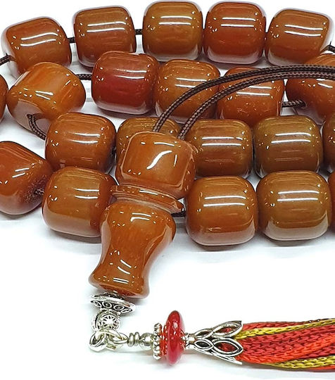 Roloi Komboloi Sorgenperlen mit 21 Perlen aus Mastix Länge 35cm Honig