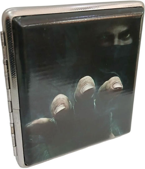 Metal Cigarette Case Ninja Theme 10x10x1.5cm 43330-11