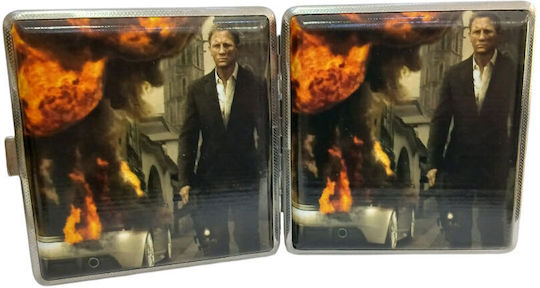 Metallische Zigarettenschachtel Thema James Bond 10x10x1,5cm 43330-1