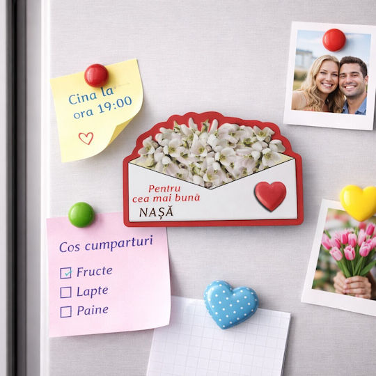 Decorative Martisor Magnets Set 24 Pieces Jolie Message Theme Best Godmother Laminated Cardboard Flexible Magnet 8x6 Cm Multicolor