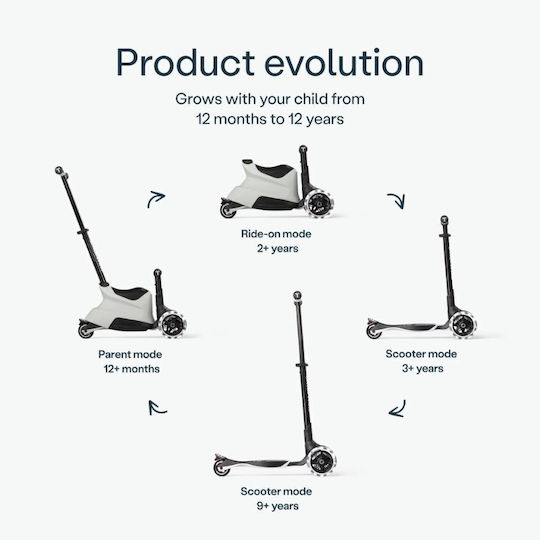 SmarTrike Kids Scooter Foldable Xtend Ride-on 3-Wheel for 12+ Years Gray 2401306