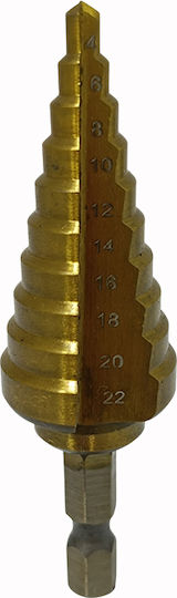 Τρυπάνι Κωνικό 4 22 Mm Επικάλυψη Τιτανίου Sks Tools 40020045