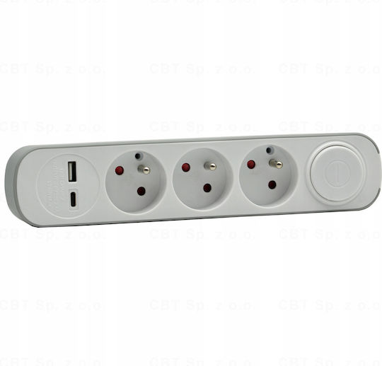 Festverlängerungskabel 3x Schalter Usb A Usb C Steckdosen 5m Schuko Ps-370sws+usba+usbc/5 E W-30008