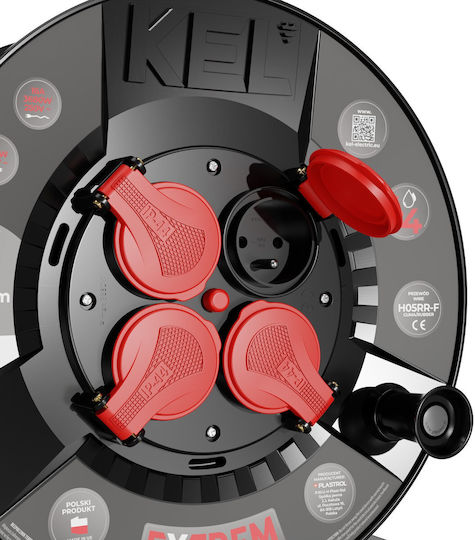 Extreme Line Reel Extension Cord 4 Sockets Ip44 16a 10m Black W-100020