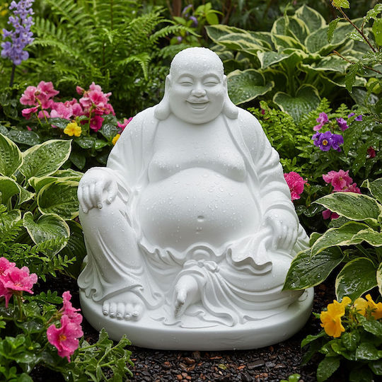 Статуя Budai Ренде Relaxdays 45x43x43 См Бяла Устойчива На Времето Полиестер