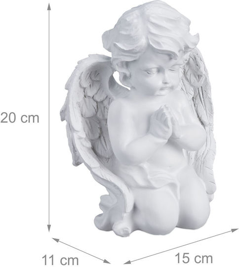 Relaxdays Ornament Înger De Rugăciune Pentru Mormânt Alb 20x11x15 Cm