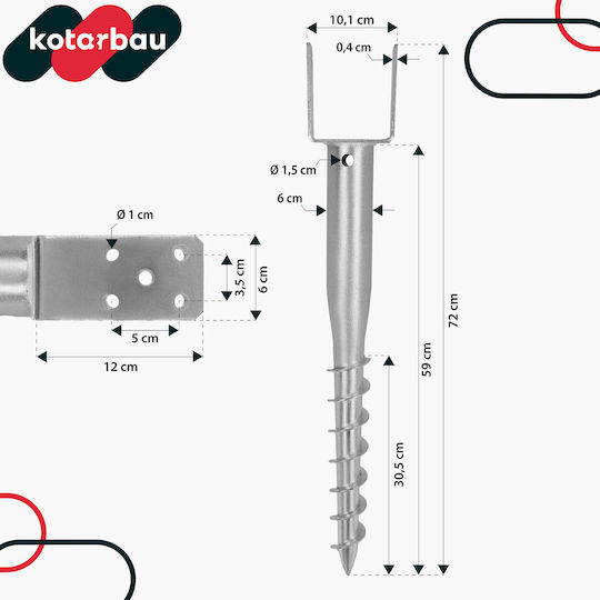 U-post Ground Anchor Steel 101x720 Mm
