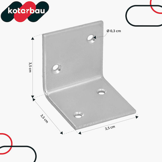 Kotarbau Carpenter's Angle Steel Construction Connector Stainless Galvanized 35 X 35 X 35 Mm Set 100 Pcs
