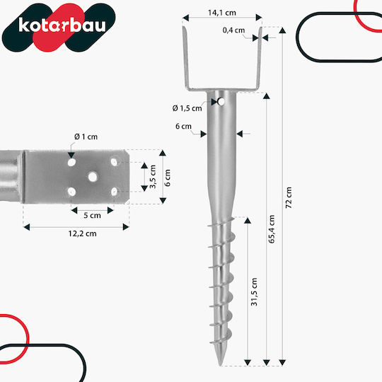 U-Post Anker Erd Stahl 141x720 Mm