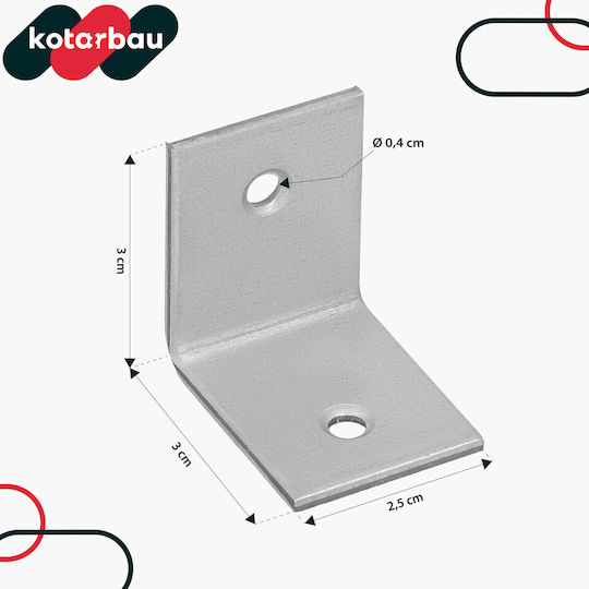 Kotarbau Carpenter's Angle Steel Stainless Galvanized Construction Connector 30 X 30 X 25 Mm Set 25 Pcs