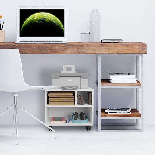 Relaxdays Stand Alb Pentru Imprimantă Spațiu De Depozitare Alb Negru 35.5x30x40 Cm