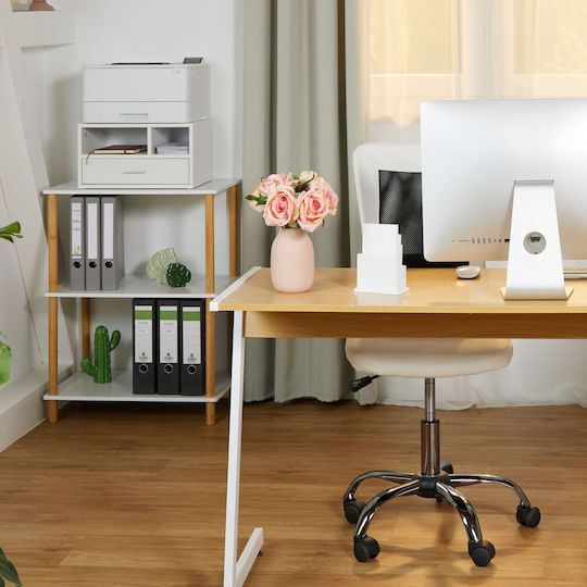 Relaxdays Printer Stand Drawer White Silver 0