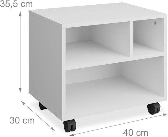 Relaxdays Stand Alb Pentru Imprimantă Spațiu De Depozitare Alb Negru 35.5x30x40 Cm