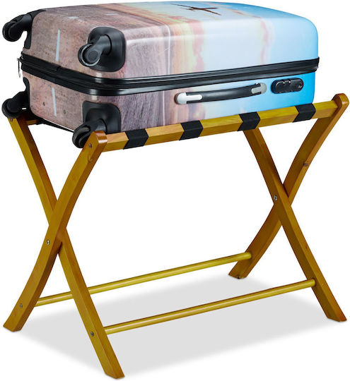 Relaxdays Rack Pentru Bagaje De Hotel Din Lemn Pliabil Maro Cu Dimensiuni 52.5x48xÎnălțime66.5cm Pliabil