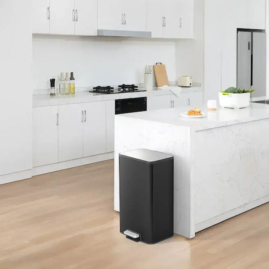 Eko Marina Waste Bin from Inox Steel with Pedal Black 50lt