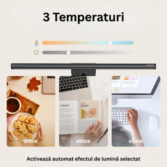 Led Monitor Lamp 3 Lighting Modes Touch Control Memory Function Eye Protection Asymmetric Design Adjustable Clamp Usb-c Black
