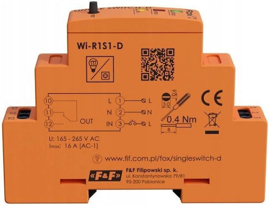 Single Switch Wi-fi Single Relay 230v Din Rail Mount Wi-r1s1-d