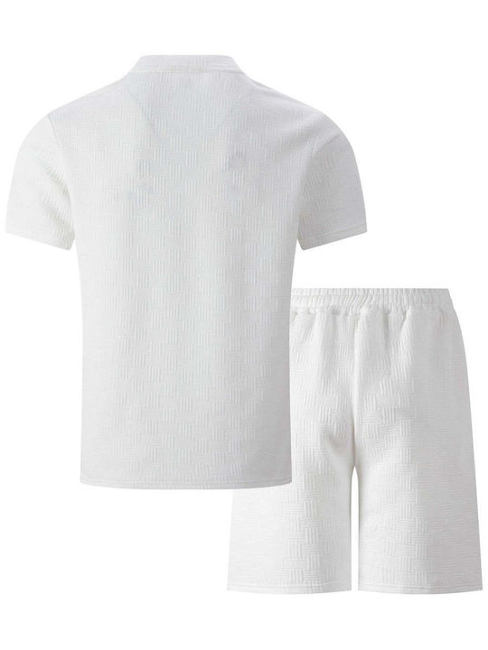 Set De Vară Pentru Bărbați Tricou Pantaloni Scurți Albi Us-4075