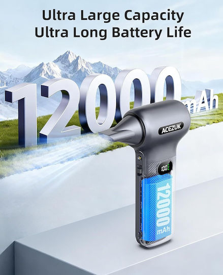Acezuk Suflantă Electrică cu Aer Comprimat Viteză Reglabilă 0-100 5 Duze de Suflare Incluse 350000 Rotații pe Minută la Putere Maximă Iluminare Led Portabilă Potrivită pentru Curățarea Tastaturilor Mașinilor Acasă Exterior