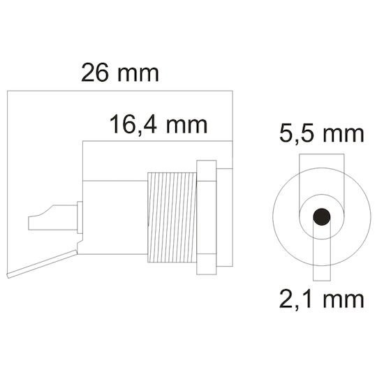 Set 5 Dc 5.5 × 2.1 Mm Metal Panel Mount Power Connectors