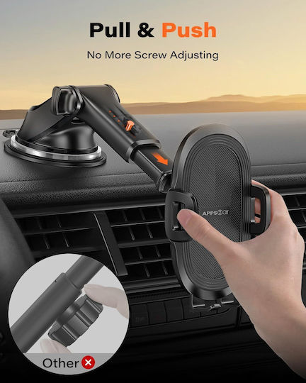 Apps2car Suport Auto Pentru Telefon Cu Ventuză Braț Telescopic Rotire 360