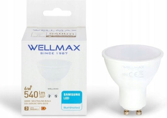 Wellmax LED Bulb 6W for GU10 Socket Natural White 540lm