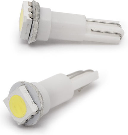 T5 LED Крушка За Автомобил 12v 0.25w 18lm 6000k 1 SMD Бял Светлинен Комплект 2 Броя
